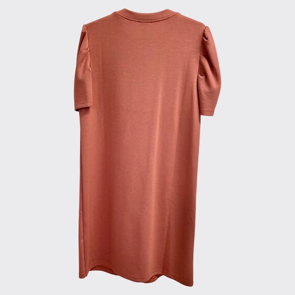 For Cynthia Puff Sleeve T-Shirt Mini Dress Dusty Rose Modal Soft Stretch Size S - Picture 2 of 7